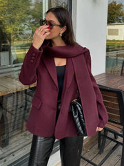 Woolen Blazer Jacket Loose Long Sleeve Coat