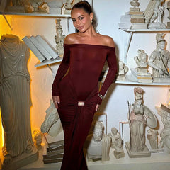 Pleated Patchwork Solid Off-Shoulder Dress