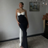 Bows Contrast Color Ribbon Long Dress