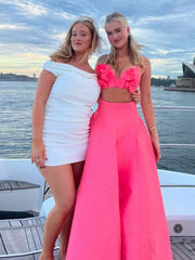 3D Flower Sling Crop Top and A-line Skirt Suit