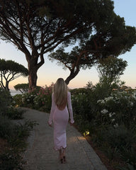 Knit Midi Dress with Ruffle Trim