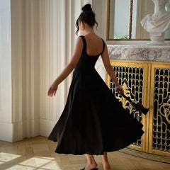 Black Maxi Dress Square Neck Spaghetti Straps