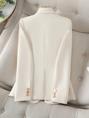 Women Formal Blazer In Solid Beige Coffee Black