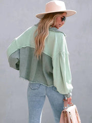 Women Long Sleeve Patchwork Loose Jackets