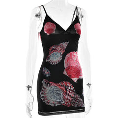 Spaghettiträger-Minikleid mit Blumenmuster