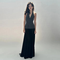 Polka Dot V-neck Fringe Maxi Dress