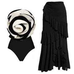 One Piece Swimwear with Skirt Bathing Suit