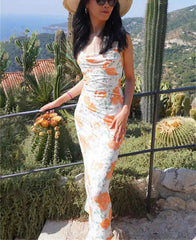 Floral Print Spaghetti Strap Long Dress