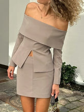 Strapless Long Sleeve Tops Mini Skirt Sets