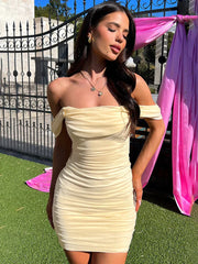 Off the Shoulder Short Sleeve Mini Dress