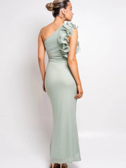 One Shoulder Ruffles Women Maxi Dress