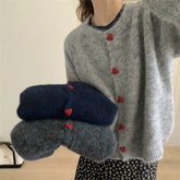 Soft Knit Heart-Shaped Long Sleeve Cardigan