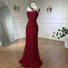 Sequins Slanted Shoulders Mesh Prom Dress