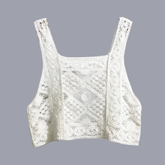 Crochet Hollow Out Geometric Pattern Knitted Top