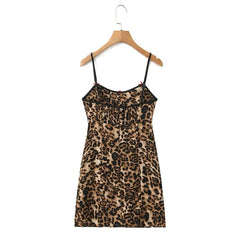 Bow Brown Leopard Print Sling Dress