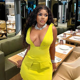 V-Neck Bodycon Mini Dress