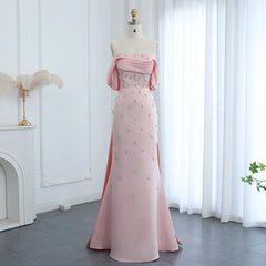 Baby Pink Off-the-Shoulder Evening Gown