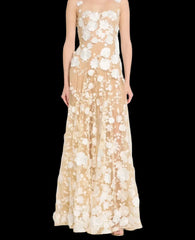 Floral Embroidered Mesh Maxi Dress