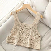 Crochet Hollow Out Geometric Pattern Knitted Top