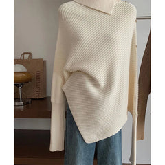 Turtleneck Long Sleeve Irregular Pullover