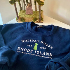 Embroidered Crewneck Cotton Thick Fleece Pullover