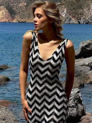 Striped Knit Contrast Women Dress