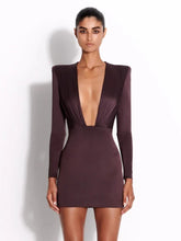 Deep V Neck Folds Design Long Dress