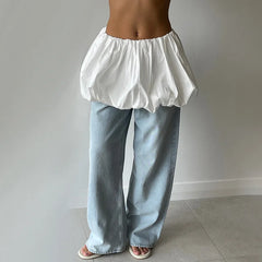 Solid Folded Two-Way Skirt Off Shoulder Tube Top