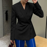 Backless Black Suit Long Sleeve Blazer Coat
