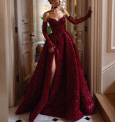 Strapless Side High Split Exquisite Evening Dresses