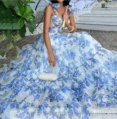 Lace-up Floral Sleeveless Swing Dress