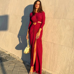 Long-Sleeved Irregular Bodycon Dress