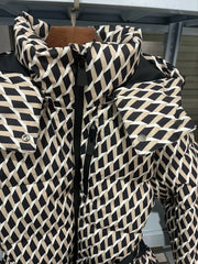 Belt Hooded Down Cotton Windproof Jacket