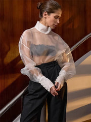 Mesh See-Through Long Sleeve Shirt