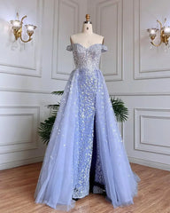 Mermaid Boat Neck Beaded Off Shoulder Gowns