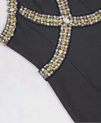 Diamond Knee Length Black Bandage Dress