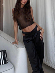 Halbtransparentes Metallic-Tanktop