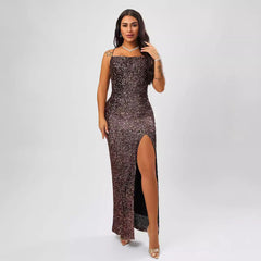 Sequin Formal Dress Sleeveless Split Dress
