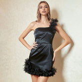 Bandeau Slim Fit Stitching Satin Backless Cocktail Evening Dress