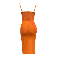 Split Sling Bandage Dress Mesh Patchwork Tight Party Dress Dress