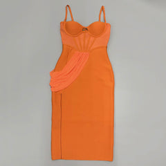 Split Sling Bandage Dress Mesh Patchwork Tight Party Dress Dress