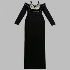 Strapless Suspenders Beading Lace Bandage One Piece Dress Party Gathering Formal Dress