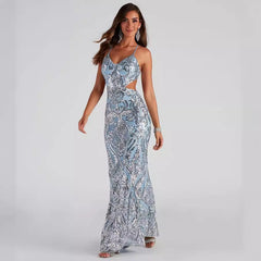 V Neck Sequ Evening Gown Elegant Cocktail Party Party Dress