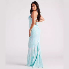 V Neck Sequ Floor-Length Evening Dress Elegant Cocktail Party Party Dress