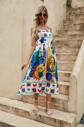 Sling Graffiti Printing Sleeveless Swing Dress Amplified craft