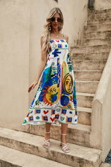 Sling Graffiti Printing Sleeveless Swing Dress Amplified craft