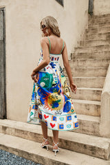 Sling Graffiti Printing Sleeveless Swing Dress Amplified craft