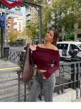 Open Shoulder Long Sleeved Sweater