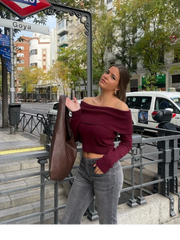 Open Shoulder Long Sleeved Sweater