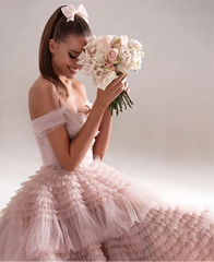 Net Tiered Layer Strapless Party Dress